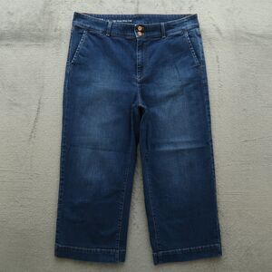 Talbots Flawless Jeans Womens Size 14 Blue High-Waist Wide Crop Denim 23" Inseam